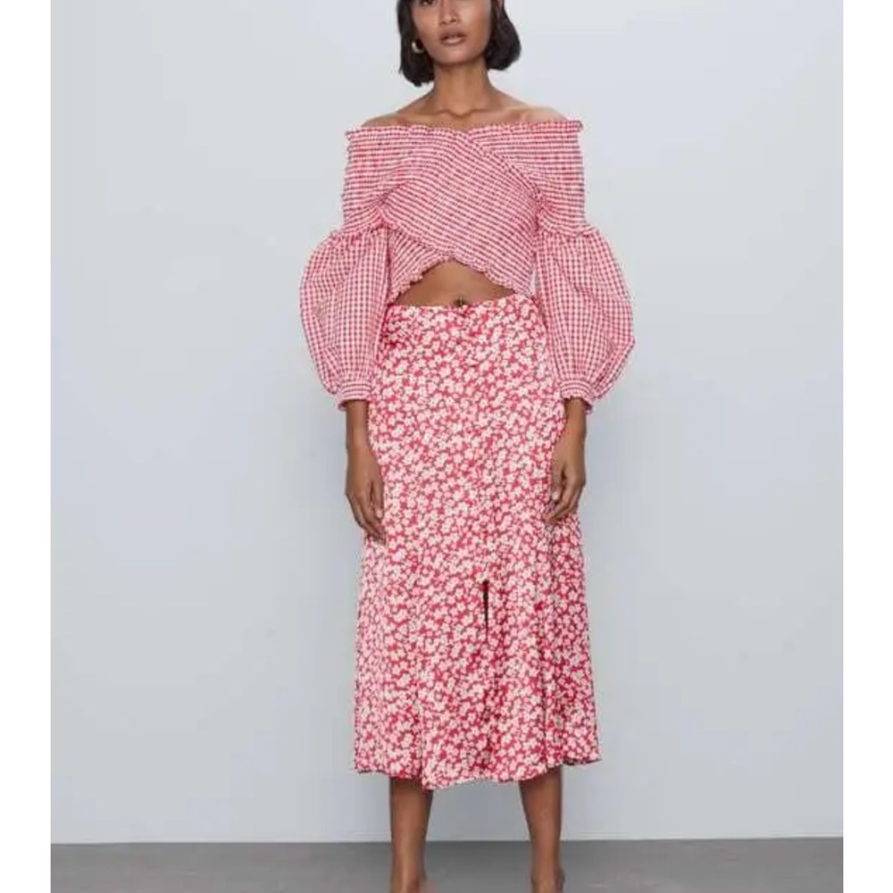 Zara Vichy Crop Top Red Check